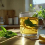 Lemon balm tea for weight loss with lemon and mint