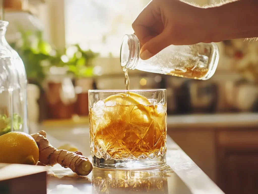 Mixing the Brazilian Mounjaro drink in a glass