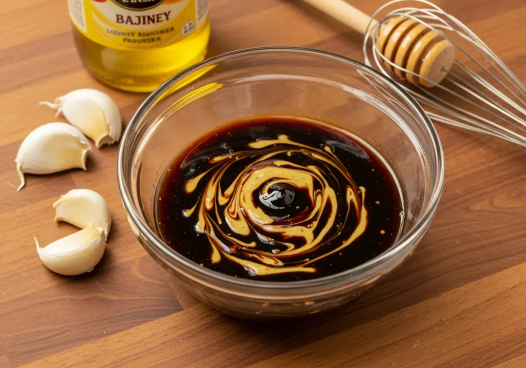 balsamic dijon marinade for hanger steak with mustard swirl
