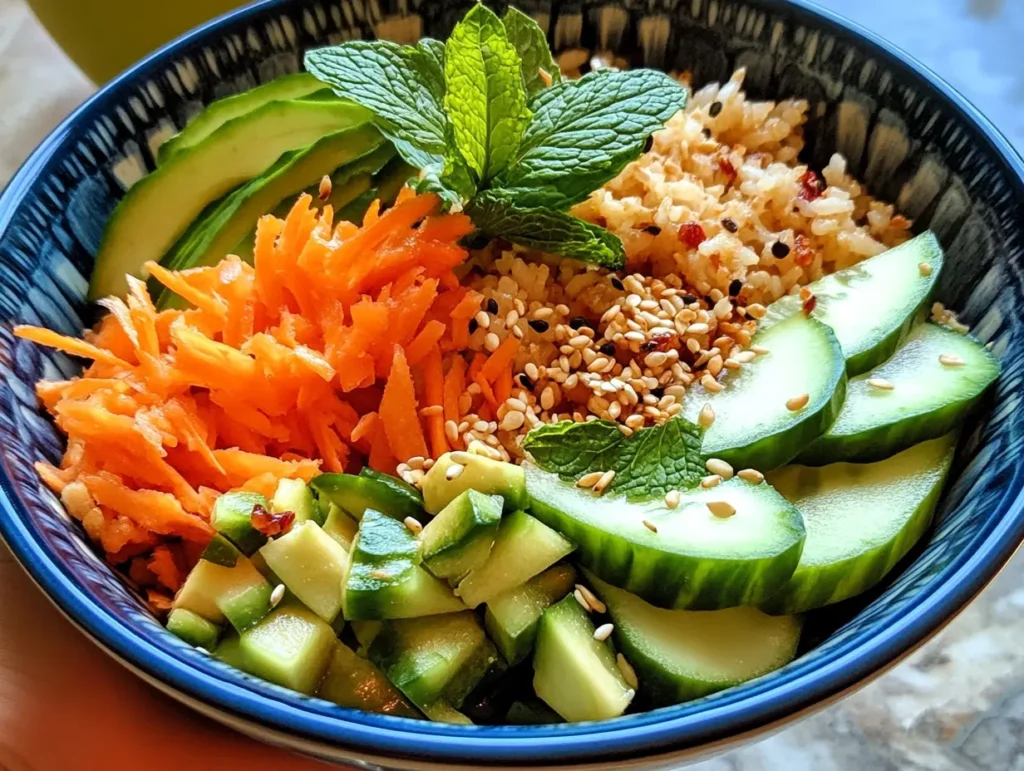 Crispy rice salad with toppings – crispy rice for salad