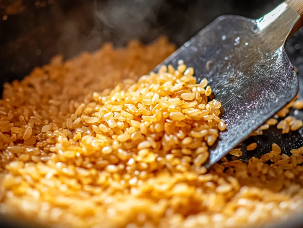 How to pan-fry crispy rice for salad
