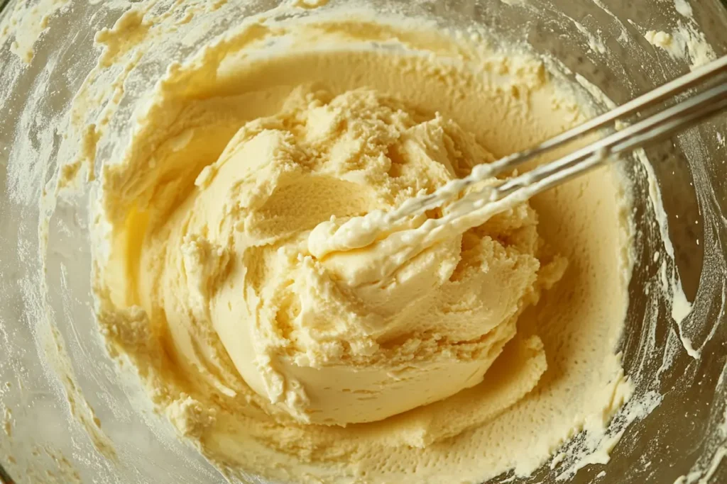 Mixing Martha Stewart pancake batter gently in a bowl