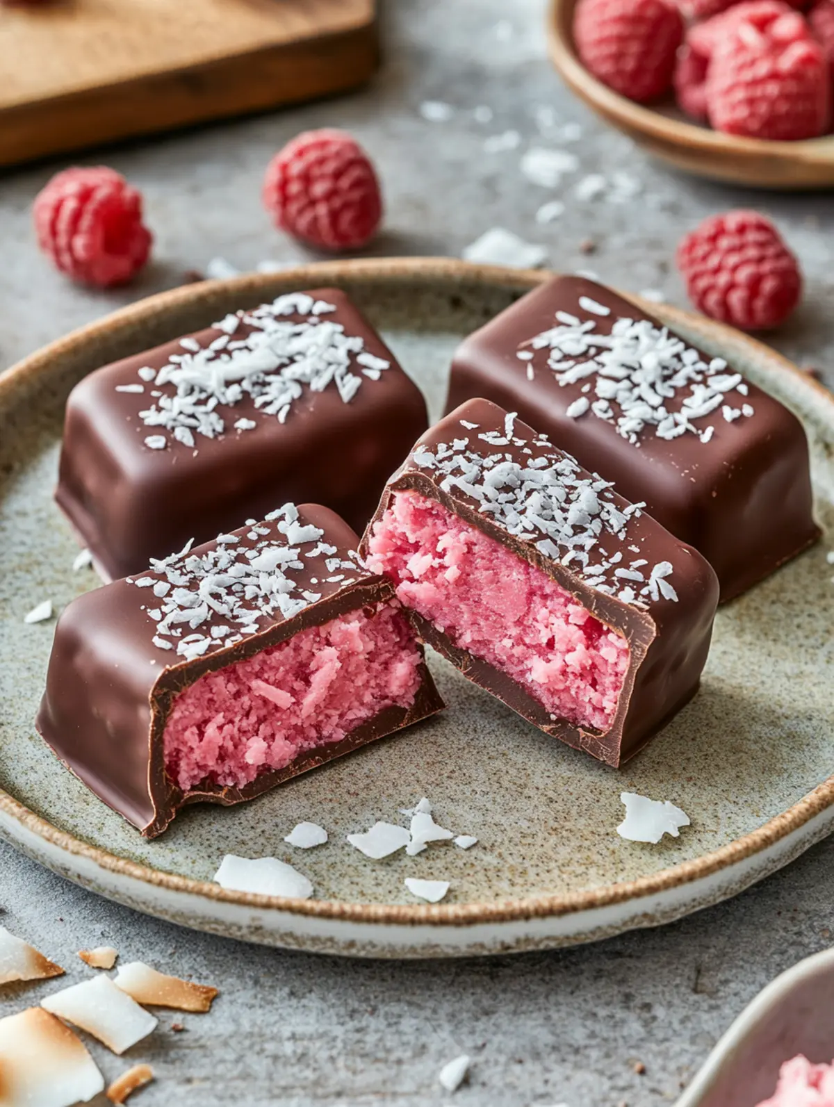 pink-bounty-bars-finished Finished Pink Bounty Bars on a serving plate