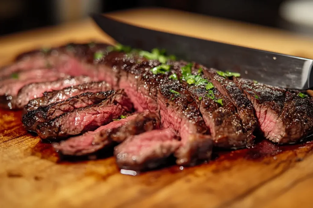 slicing after grilling hanger steak against the grain