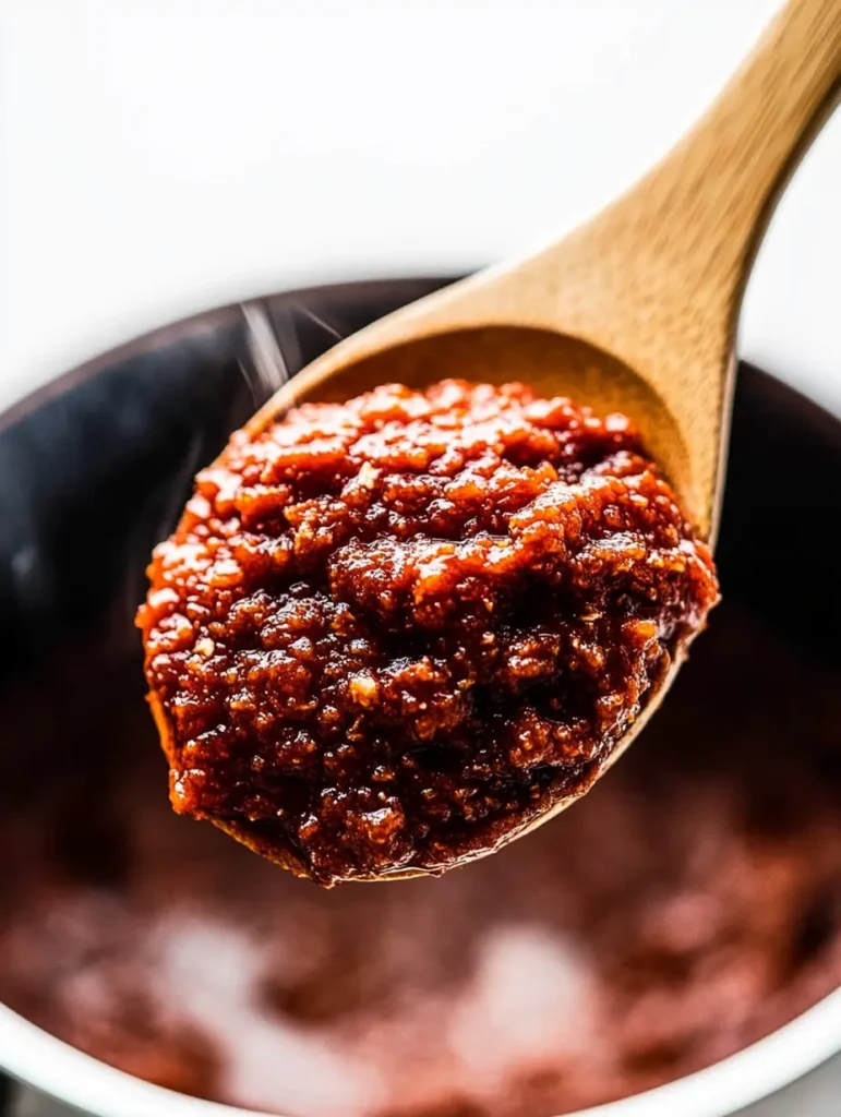 steaming spoonful of hello fresh tex mex paste recipe over pot