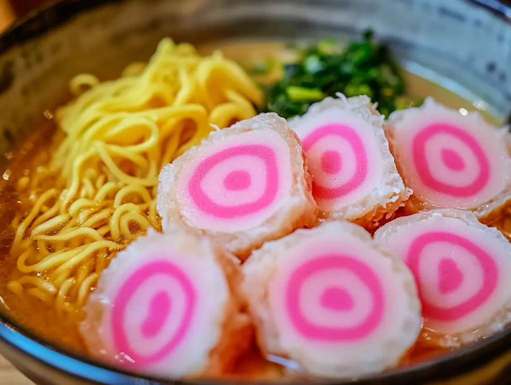 Narutomaki fish cake with pink swirl used in TikTok ramen