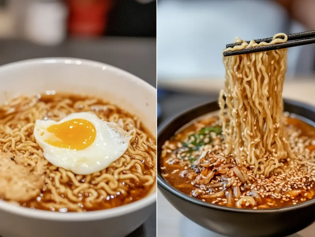 Kylie Jenner ramen vs TikTok ramen comparison side-by-side