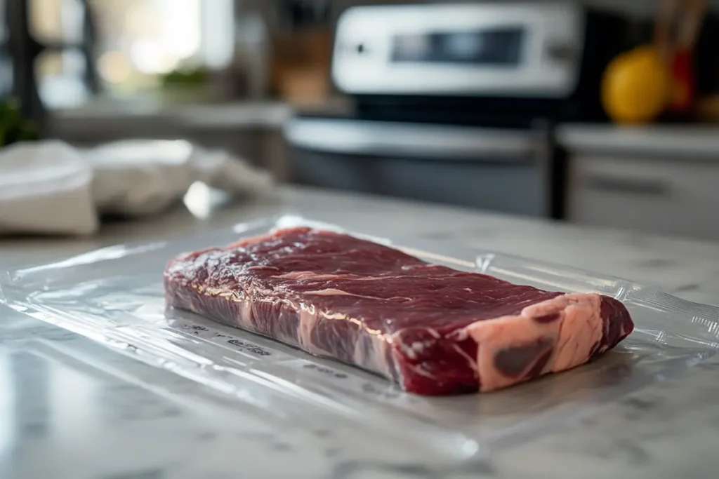 How to Prepare Hanger Steak: vacuum sealing hanger steak for freezing