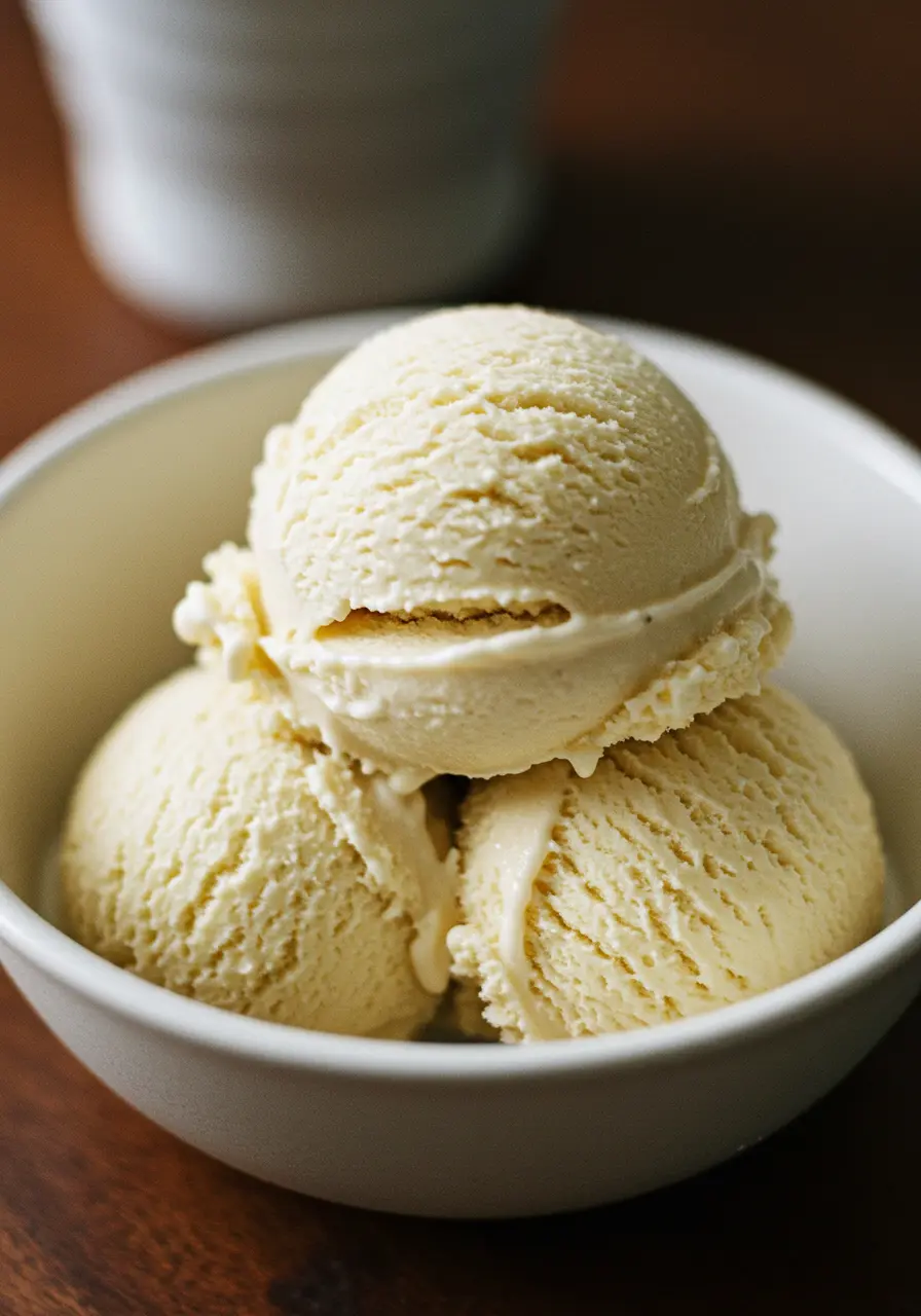 a bowl of No-Churn Vanilla Bean Dream Ice Cream