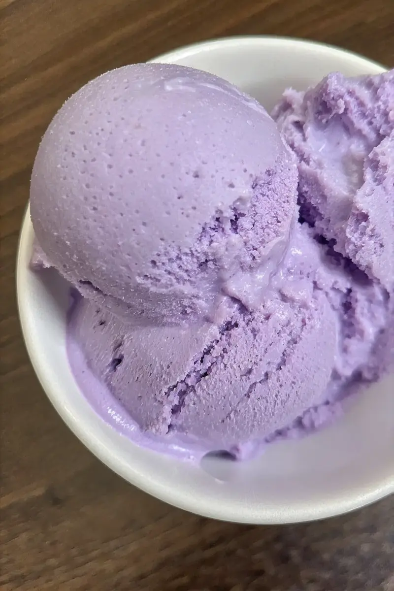 close up shot lavender honey ice cream close up shot lavender honey ice cream
