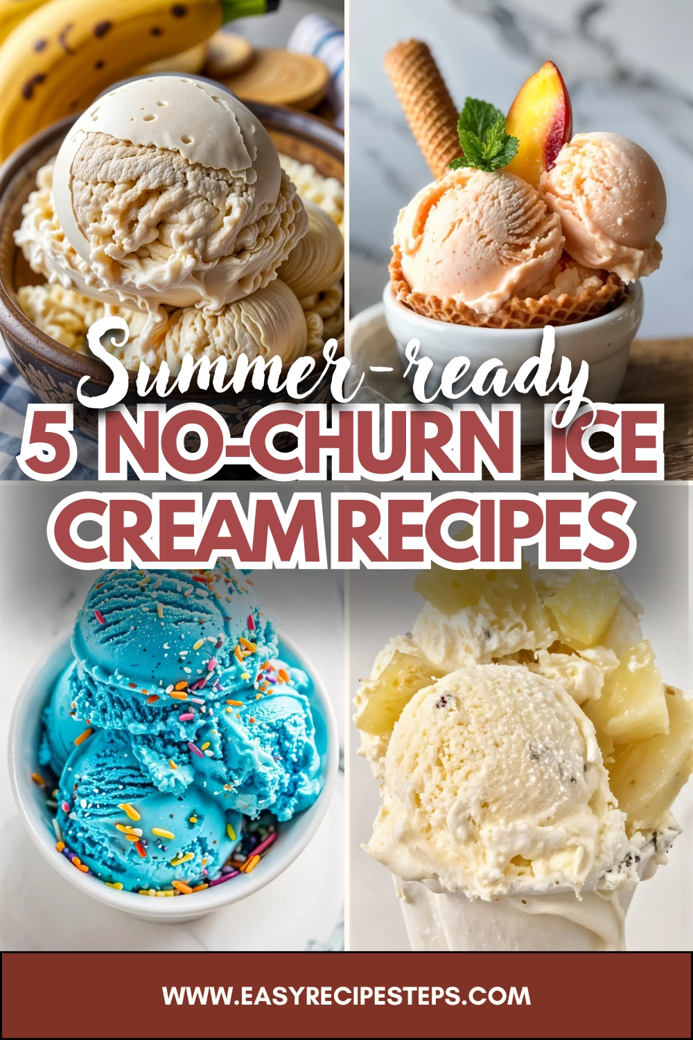 5 no-churn ice cream recipes in rustic summer setting